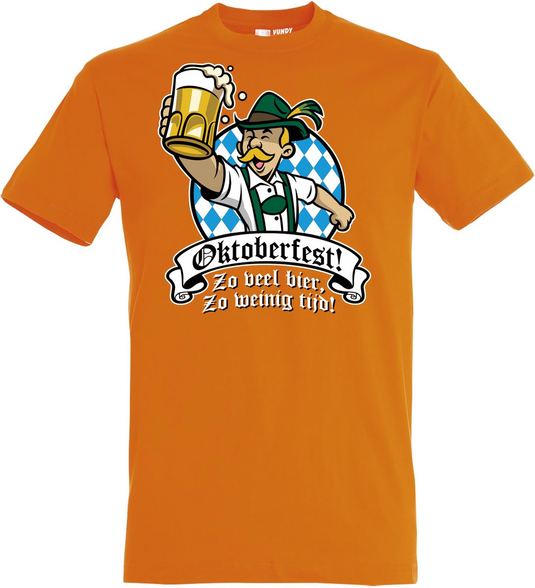 T-shirt Oktoberfest Zo veel bier zo weinig tijd | Oktoberfest dames heren | Tiroler outfit | Oranje | maat XXL